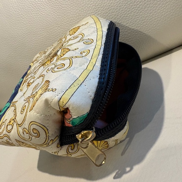 Basile Silk Cream Gold Blue Quilted Women's Mini Bag - Picture 5 of 10